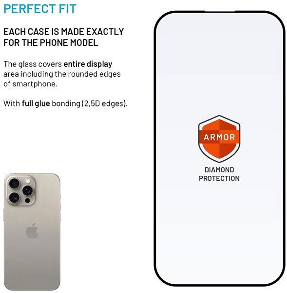 Glass Screen Protector FIXED Armor with AR layer and Anti-dust applicator for Apple iPhone 15 Pro Max black ...