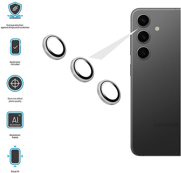 Kamera védő fólia FIXED Camera Glass Samsung Galaxy S25+ kamera védő fólia - ezüst ...