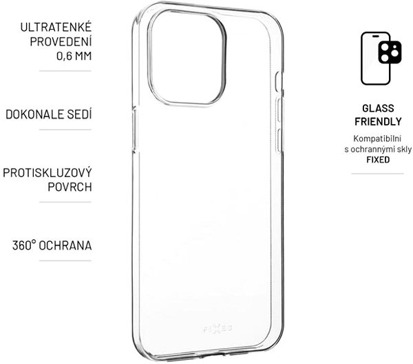 Telefon tok FIXED Skin Apple iPhone 15 Pro átlátszó (0,6 mm) tok ...