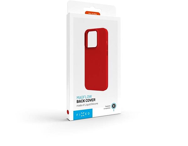 Kryt na mobil FIXED MagFlow s podporou MagSafe pre Apple iPhone 15 červený ...