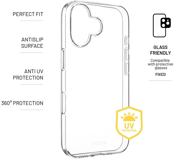 Telefon tok FIXED Story AntiUV Apple iPhone 16 átlátszó tok ...