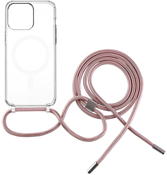 Handyhülle FIXED MagPure Neck mit rosa Lanyard für Apple iPhone 16 Pro Max ...