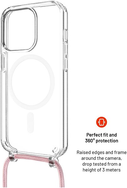Handyhülle FIXED MagPure Neck mit rosa Lanyard für Apple iPhone 16 Pro Max ...
