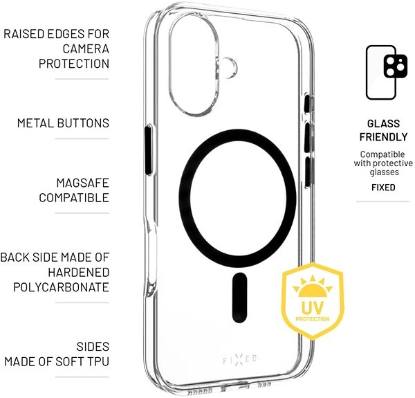 Handyhülle FIXED MagPurity Backcover mit Magsafe Unterstützung für das Apple iPhone 16 klar ...