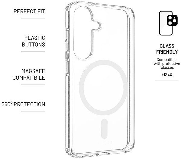 Handyhülle FIXED MagPure mit MagSafe und Qi2 Unterstützung für Samsung Galaxy S25 klar ...