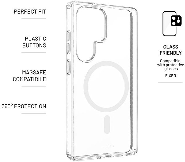Handyhülle FIXED MagPure mit MagSafe und Qi2 Unterstützung für Samsung Galaxy S25 Ultra transparent ...