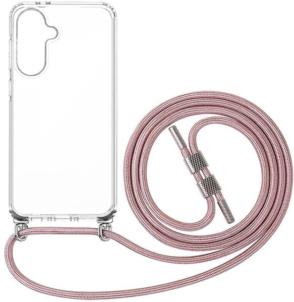 Handyhülle FIXED Pure Neck AntiUV mit abnehmbarem rosa Lanyard für Samsung Galaxy A36 5G/A56 5G ...