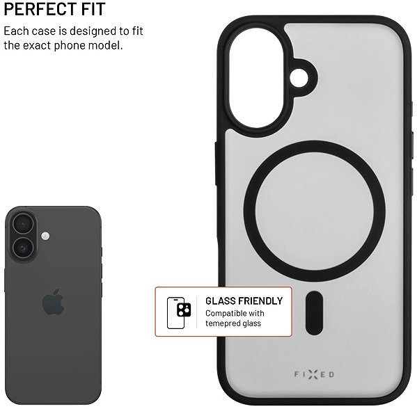 Kryt na mobil FIXED MagMisty s podporou Magsafe pre Apple iPhone 16 čierny ...