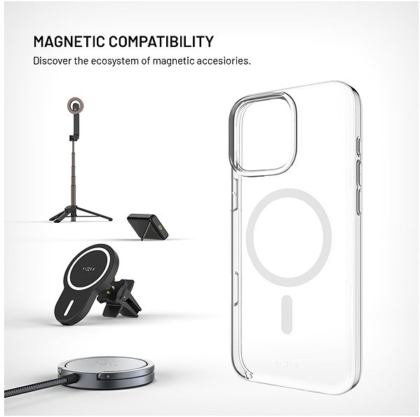 Handyhülle FIXED MagShell mit MagSafe Unterstützung und Schutz der Kamerataste für Apple iPhone 16 Pro klar ...