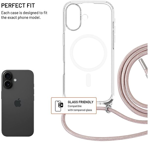 Telefon tok FIXED MagPure Neck Apple iPhone 17 tok rózsaszín nyakpánttal ...