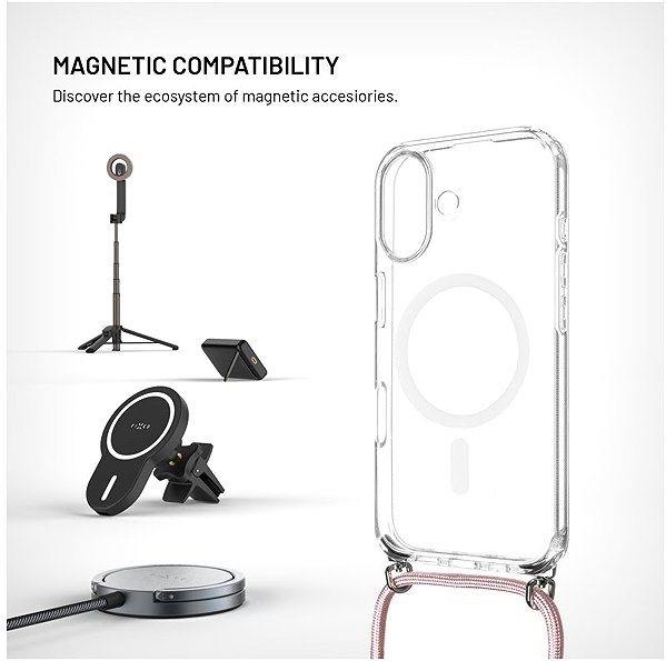 Telefon tok FIXED MagPure Neck Apple iPhone 17 tok rózsaszín nyakpánttal ...