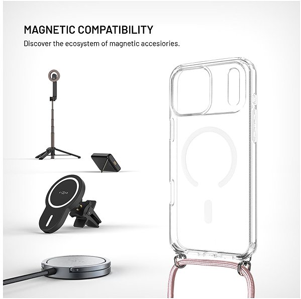 Telefon tok FIXED MagPure Neck Apple iPhone 17 Pro Max tok rózsaszín nyakpánttal ...