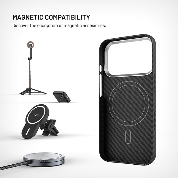 Handyhülle FIXED MagVelar Aramid mit MagSafe-Unterstützung für das Apple iPhone 18 Pro/17 Pro Schwarz ...
