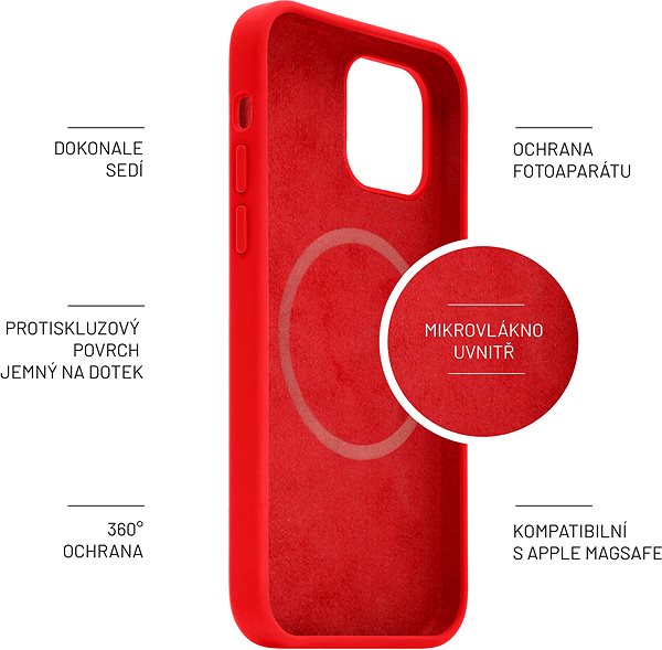 Handyhülle FIXED MagFlow mit MagSafe-Unterstützung für Apple iPhone 12/12 Pro rot ...