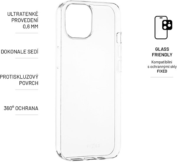 Telefon tok FIXED Skin Apple iPhone 14 0,6 mm átlátszó tok ...