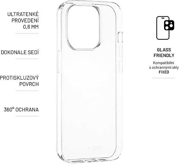 Telefon tok FIXED Skin Apple iPhone 14 Pro 0,6 mm átlátszó tok ...