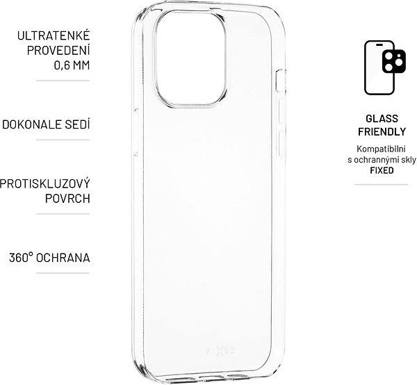 Telefon tok FIXED Skin Apple iPhone 14 Pro Max 0,6 mm átlátszó tok ...