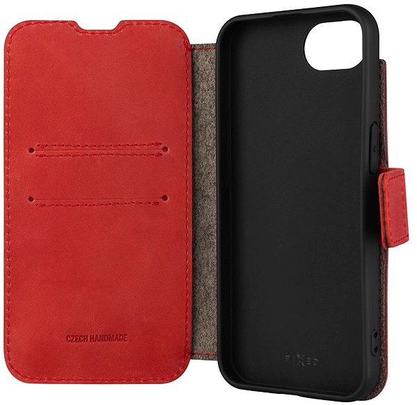 Softcase-Handyhülle FIXED ProFit echtes Rindsleder für Apple iPhone 17e/16e rot ...