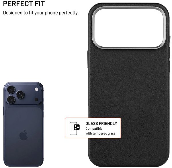 Telefon tok FIXED MagLeather Apple iPhone 17 Pro Max fekete vegán bőr MagSafe tok ...