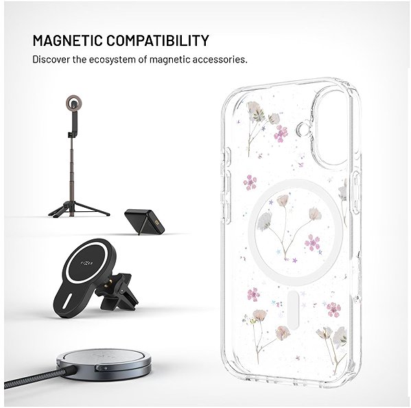 Handyhülle FIXED MagBloom mit MagSafe Unterstützung für Apple iPhone 16 Blush Plum ...