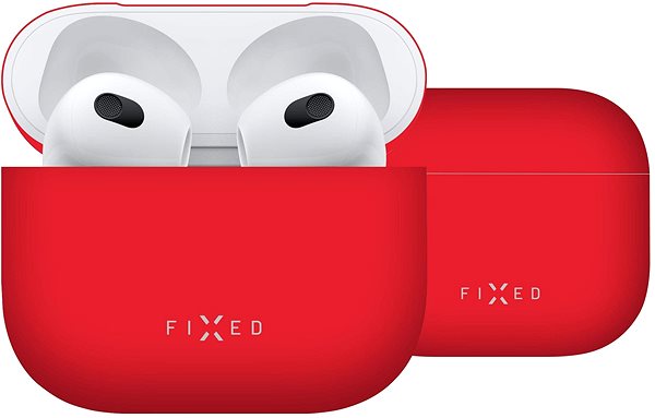 Fülhallgató tok FIXED Silky Apple Airpods 3-hoz, Piros Jellemzők/technológia