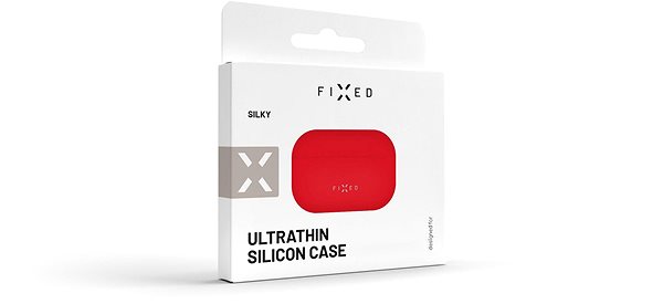 Fülhallgató tok FIXED Silky Apple Airpods piros Csomagolás/doboz