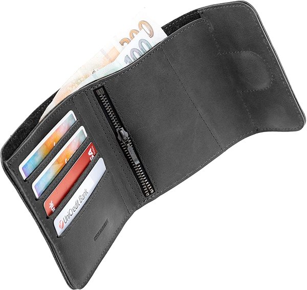 Pénztárca FIXED Classic Wallet for AirTag, valódi marhabőrből, fekete színben ...