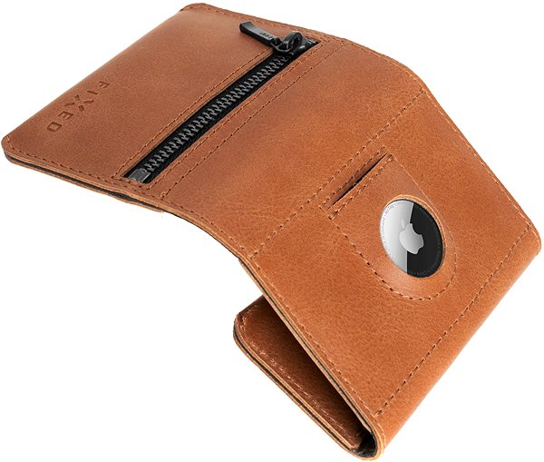Peňaženka FIXED Tripple Wallet for AirTag z pravej hovädzej kože hnedá ...