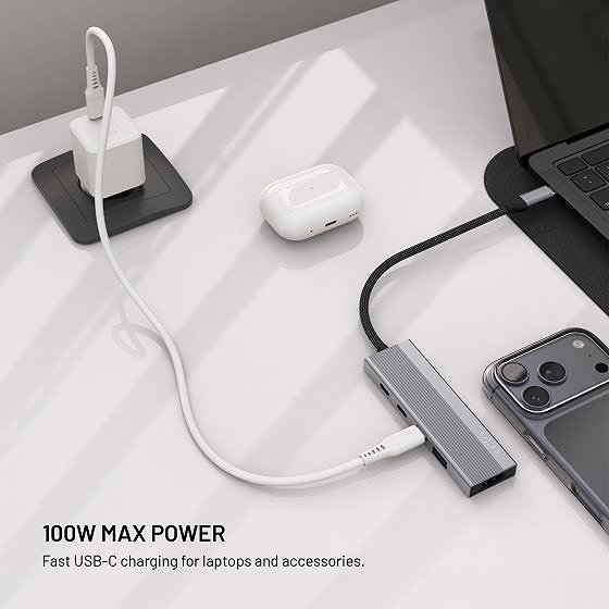 USB Hub FIXED HUB Core 5-in-1 USB-C for Laptops and Tablets 100W PD 3.0 Space Grey ...