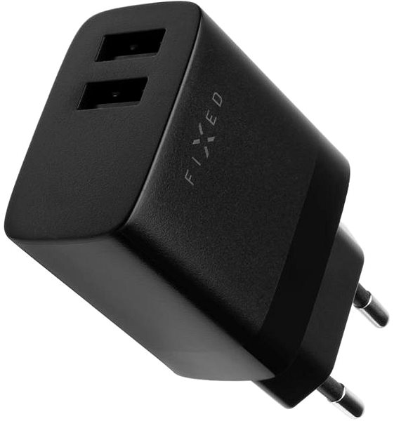 Nabíjačka do siete FIXED Smart Rapid Charge s 2× USB výstupom a USB/micro USB káblom 1 m 17 W čierna ...