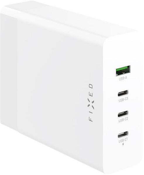Töltő adapter FIXED Töltőállomás 3× USB-C és USB kimenettel, PD 3.0 200W támogatás, fehér ...
