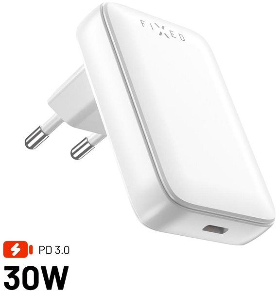 Wall Charger FIXED Slim GaN with USB-C output and PD support 30W white ...