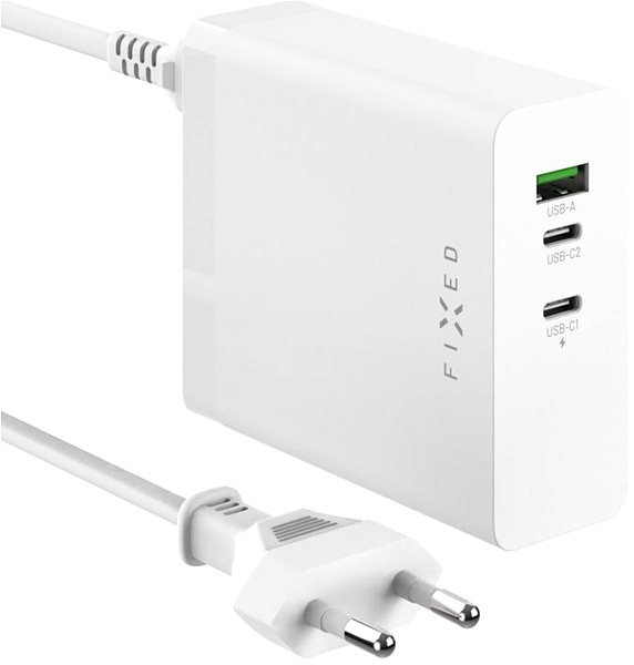 AC Adapter FIXED Charging Station with 2xUSB-C and USB output support PD 3.1 140W white ...