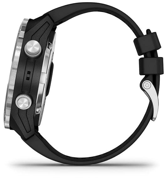 Smartwatch Garmin Descent Mk2 Edelstahl mit schwarzem Armband Seitlicher Anblick