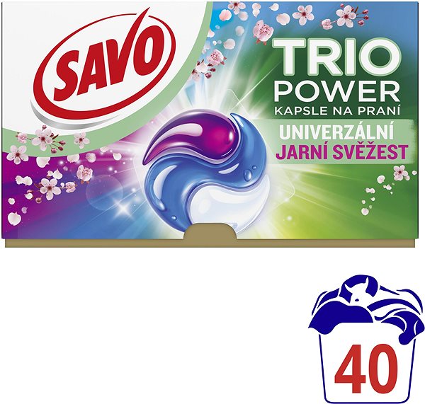 Washing capsules SAVO Trio Power Universal Spring Freshness 40 pcs .