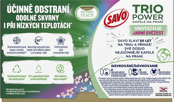 Washing capsules SAVO Trio Power Universal Spring Freshness 40 pcs .