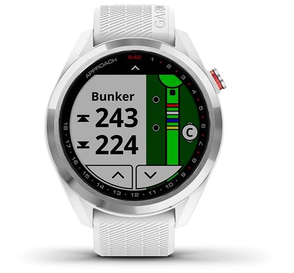 Smart Watch Garmin Approach S42 Silver/White Silicone Band Screen