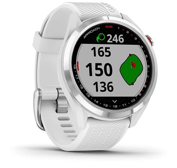 Smart Watch Garmin Approach S42 Silver/White Silicone Band ...