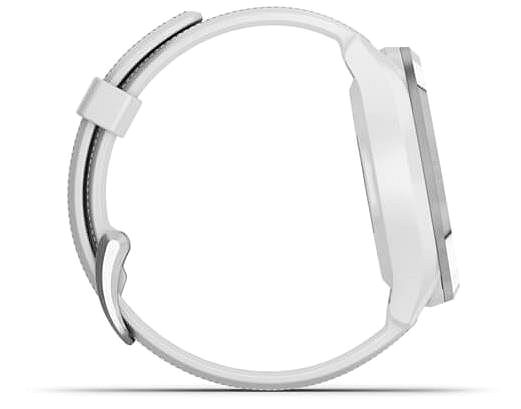 Smart Watch Garmin Approach S42 Silver/White Silicone Band Lateral view