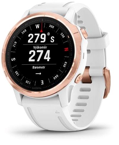 Smartwatch Garmin Fenix 6S PRO Glass RoseGold/White Band Seitlicher Anblick