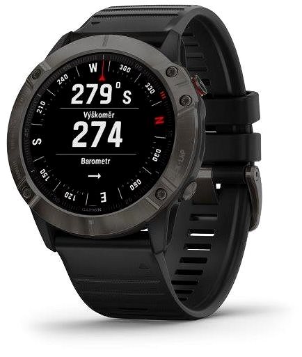 Smartwatch Garmin Fenix 6X Pro Sapphire Carbon Gray DLC/Black Band Seitlicher Anblick