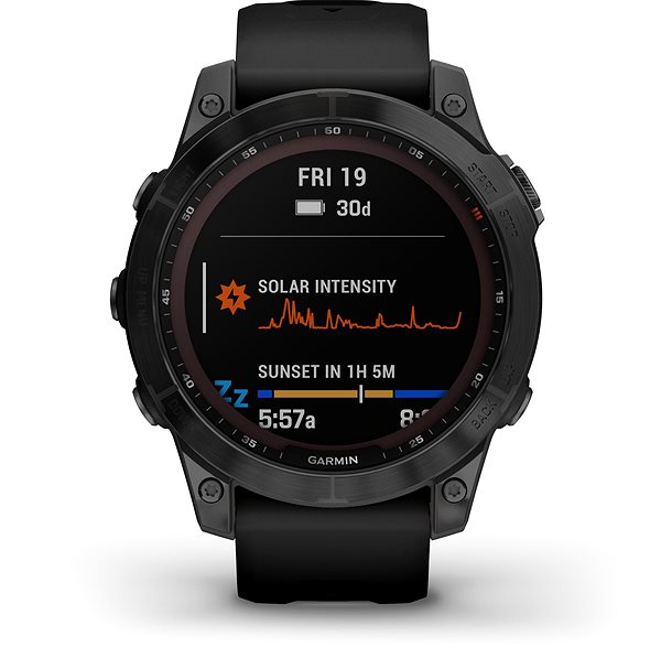 Smart Watch Garmin Fenix 7 Sapphire Solar Carbon Grey DLC Titanium/Black Band Screen