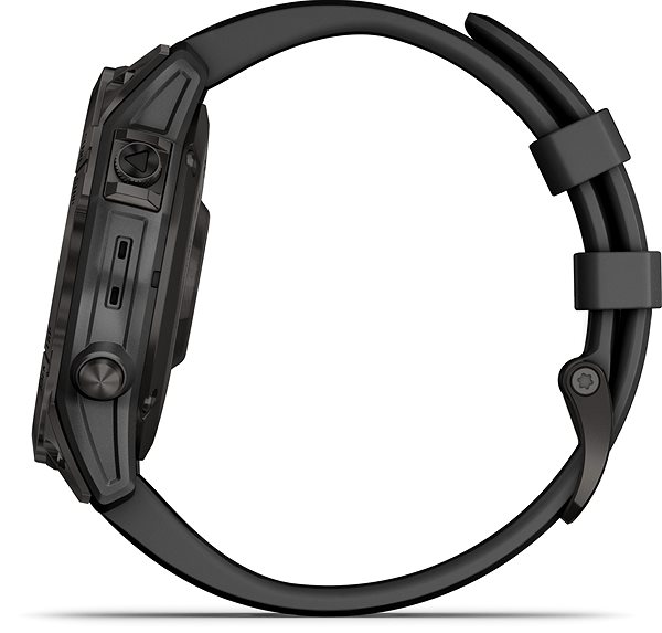 Smart Watch Garmin Fenix 7 Sapphire Solar Carbon Grey DLC Titanium/Black Band Lateral view