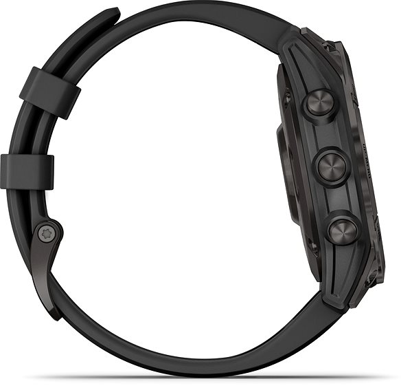 Smart Watch Garmin Fenix 7 Sapphire Solar Carbon Grey DLC Titanium/Black Band Lateral view