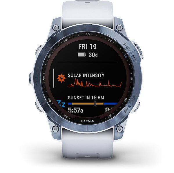 Smart Watch Garmin Fenix 7 Sapphire Solar Mineral Blue DLC Titanium/Whitestone Band Screen