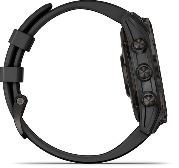 Smart Watch Garmin Fenix 7 PRO Sapphire Solar Black DLC Titanium/Black Band Lateral view