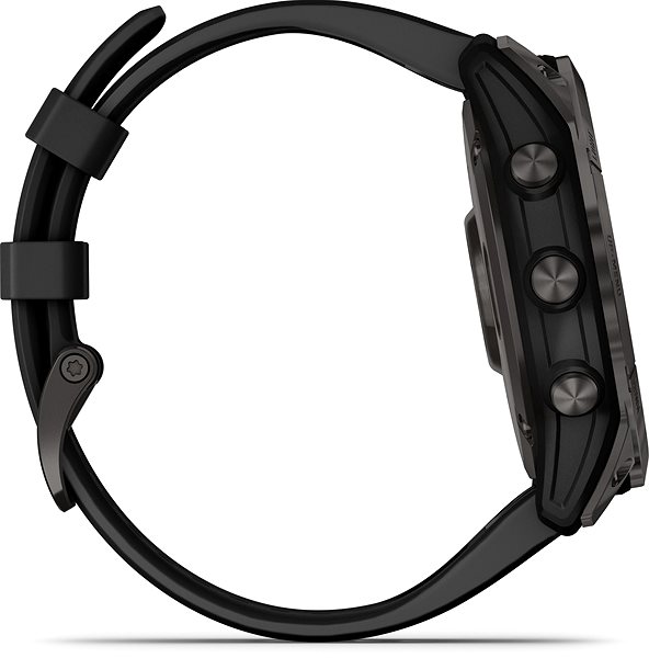Smart Watch Garmin Fenix 7X Sapphire Solar Carbon Grey DLC Titanium/Black Band Lateral view