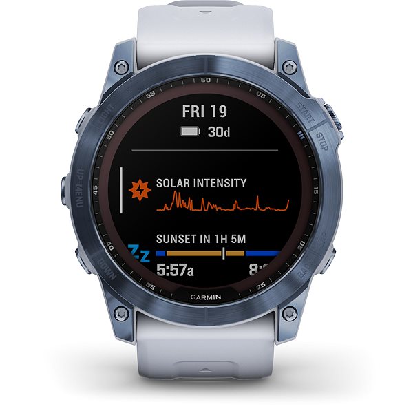 Smart Watch Garmin Fenix 7X Sapphire Solar Mineral Blue DLC Titanium/Whitestone Band Screen