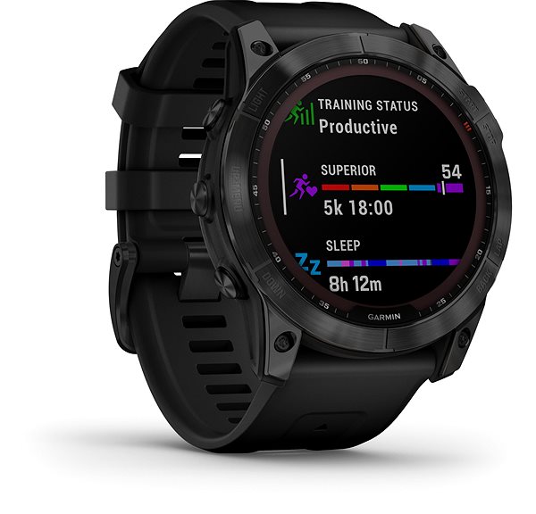 Smart Watch Garmin Fenix 7X Sapphire Solar Black DLC Titanium/Black Band Lateral view