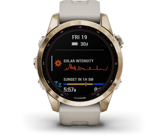 Smart Watch Garmin Fenix 7S Sapphire Solar Cream Gold Titanium/Light Sand Band Screen